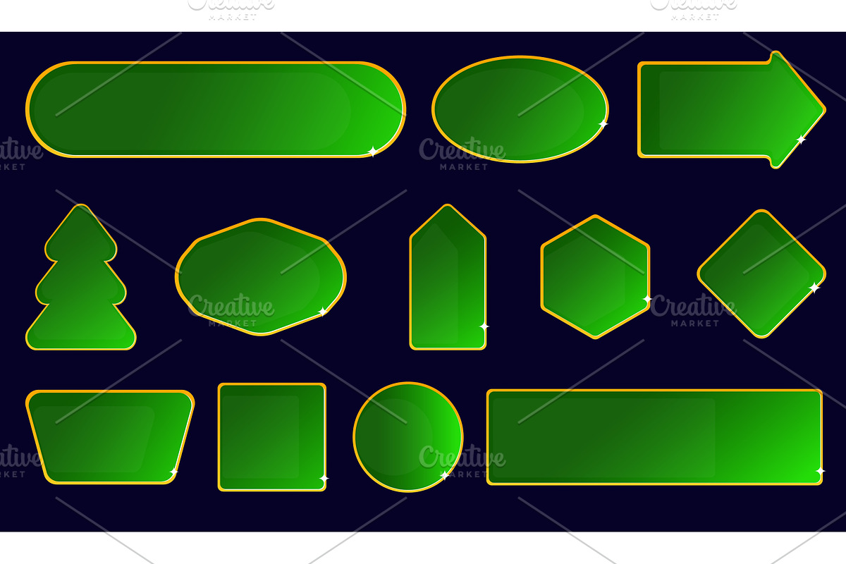 Gold frame templates with green, an Illustration by Vectorbuum