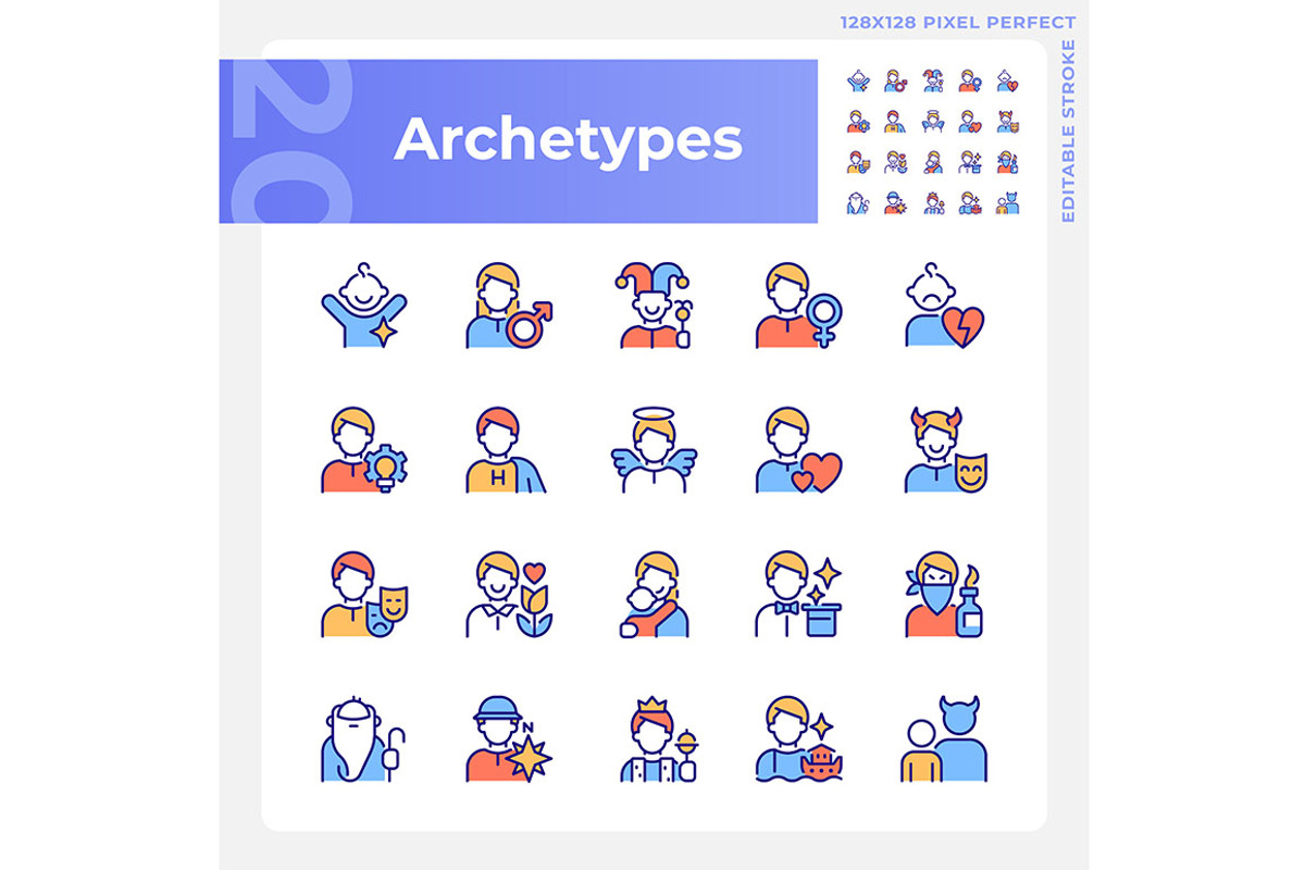 Character archetypes pixel perfect, an Icon by IMG Visuals