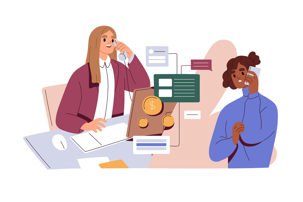 Business people during work call set, a Work Illustration by Good Studio (Photo 3 of 7)