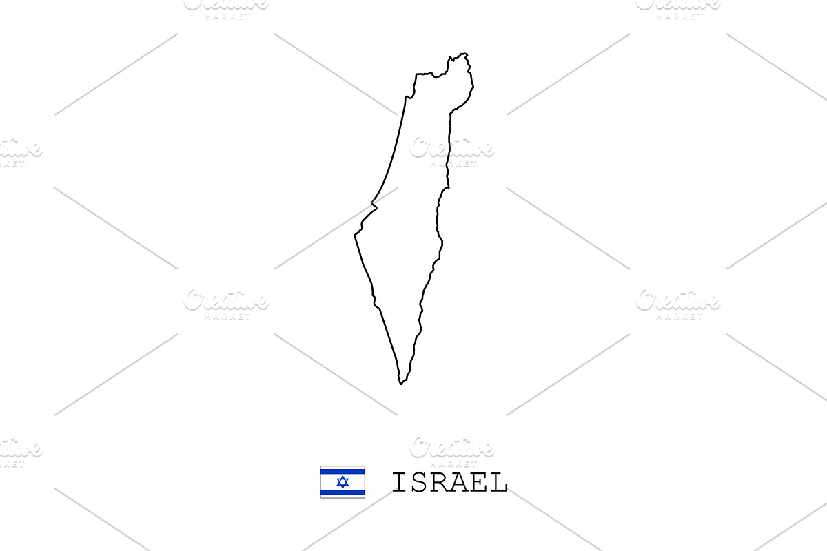 Israel vector map outline, line, an Object Graphic by Anno Urbis