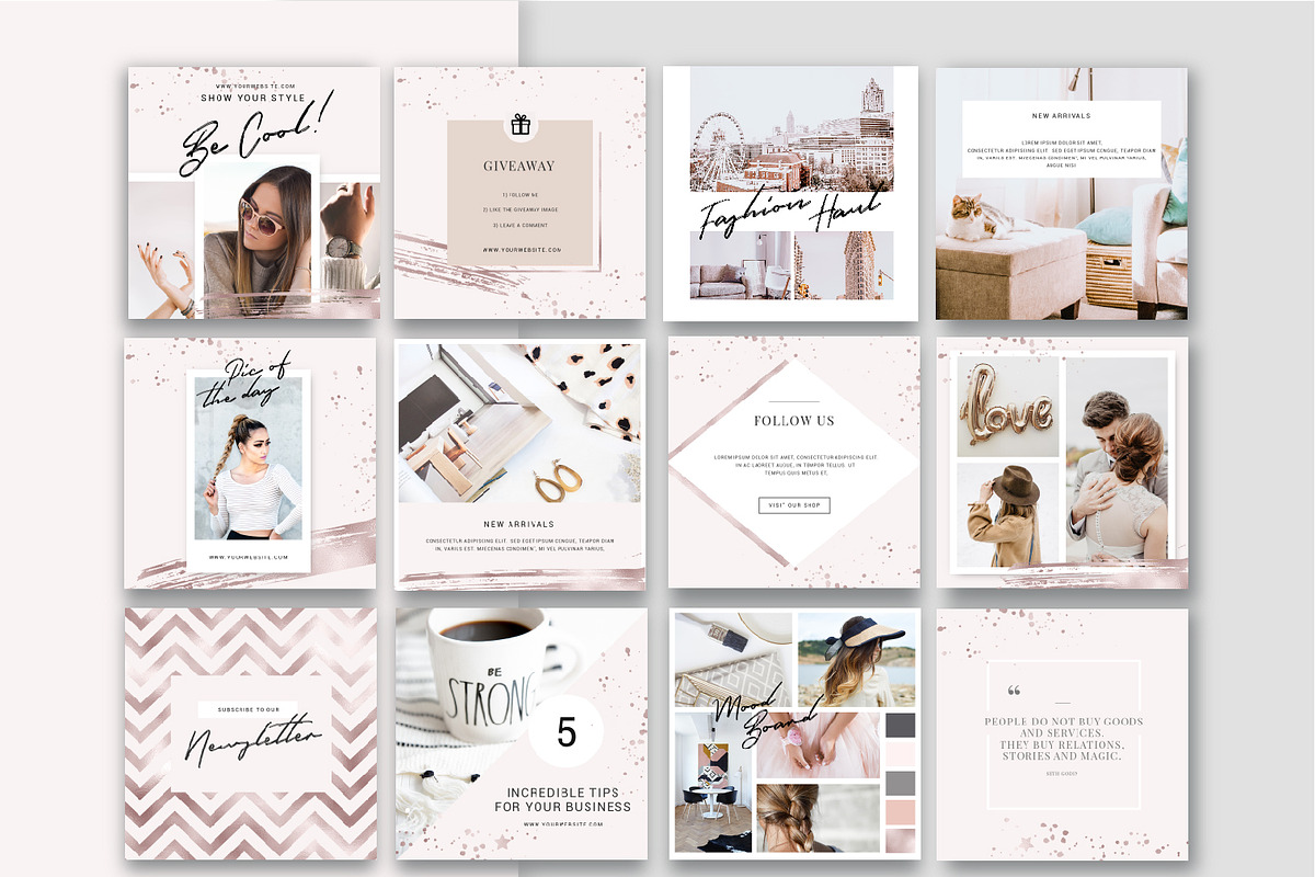 Shine and Glitter - Rose gold Pack, a Social Media Template by SilverMintDesign (Photo 4 of 6)