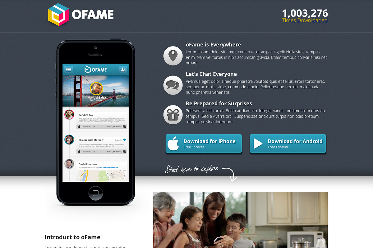 oFame Application Landing Page, a Landing Page Template by IQSIR (Photo 3 of 5)