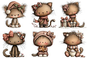 Whimsical Christmas Cat Clipart, an Illustration by Craft Nest (Thumbnail 4 of 10)