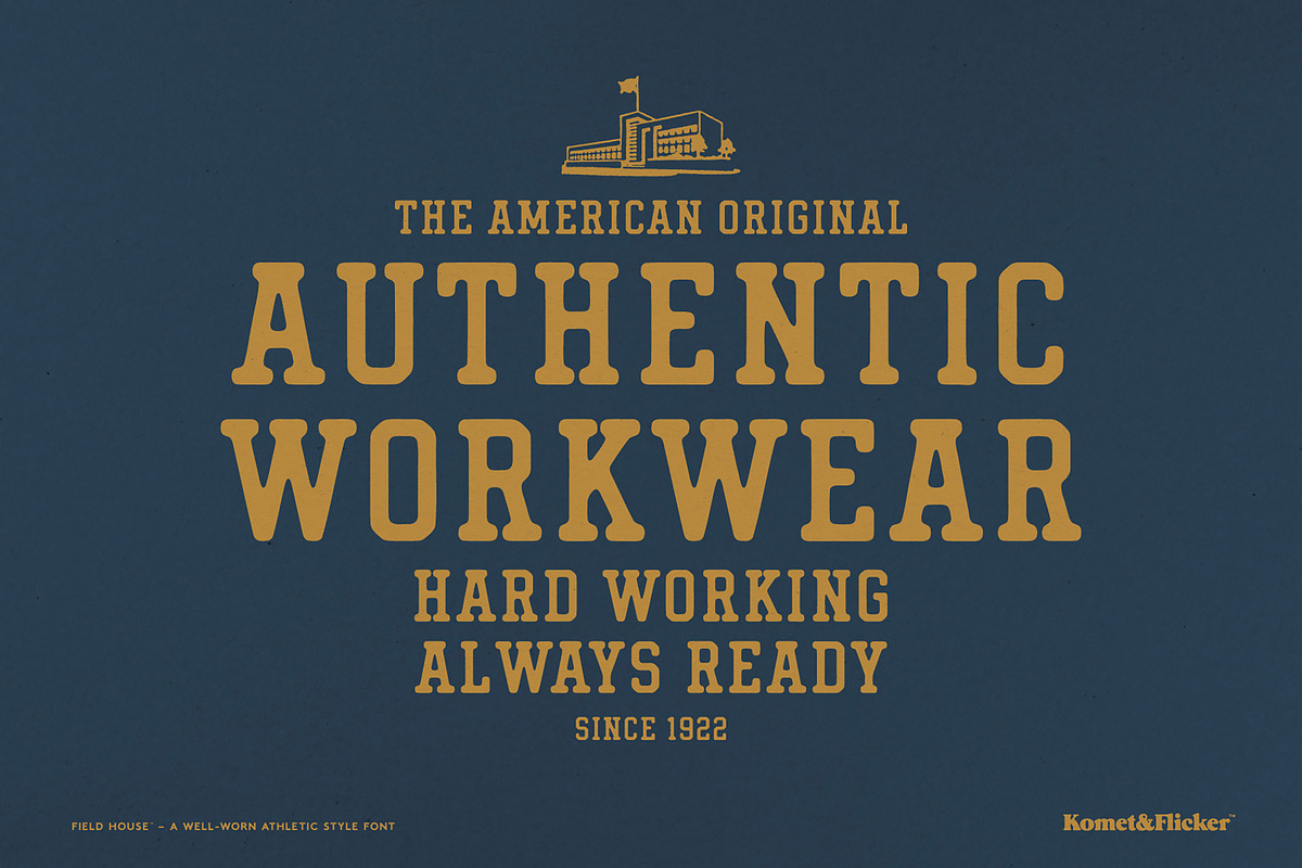 Field House - A Rustic Athletic Font, a Slab Serif Font by Komet & Flicker (Photo 11 of 14)