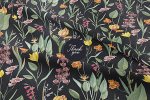 Vintage Floral Pattern And Elements