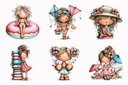 Cute Beach Girls Clipart, a Seasonal Illustration by Design Market (Thumbnail 4 of 4)
