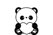 Cute Panda with Heart SVG | Kawaii V, an Illustration by TheHitShop (Thumbnail 4 of 10)
