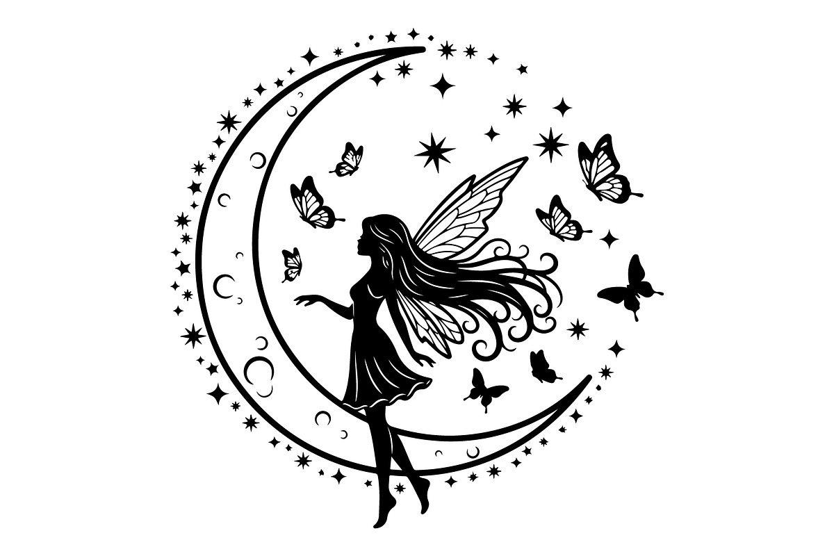 Fairy Moon Butterfly Silhouette, an Object Illustration by Gaye Art (Photo 16 of 31)