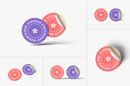Round Sticker Mockups, a Merchandise Mockup by artimasa
