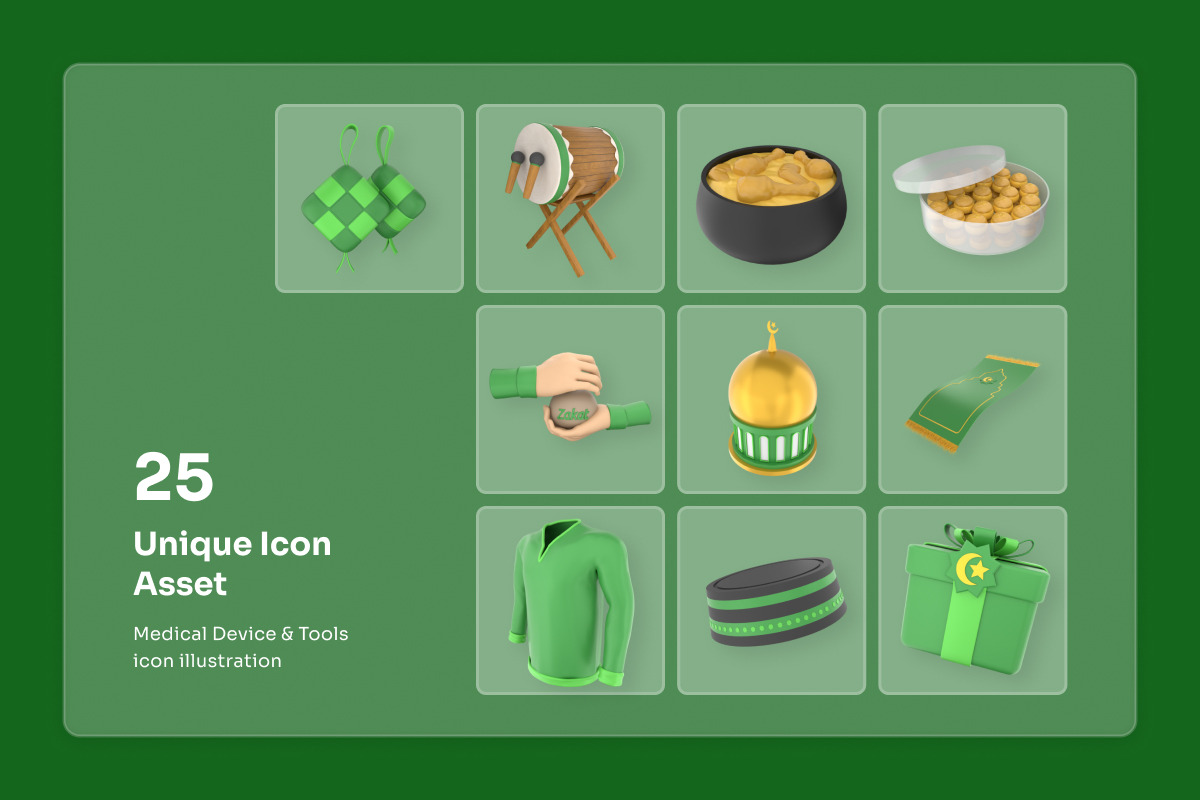 Eid al-Fitr Celebration 3D Icons, a Seasonal Illustration by twinstd (Photo 6 of 7)