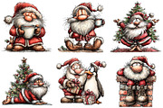 Funny Christmas Santa Clipart, an Illustration by Libby Wishes (Thumbnail 5 of 9)