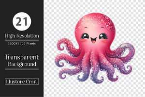 Cute Octopus Watercolor Clipart