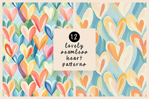 12 Lovely Seamless Heart Patterns, a Pattern Graphic by DesignRocket