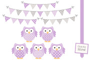 Lavender Purple Owl Vectors & Papers, an Animal Illustration by Amanda Ilkov (Thumbnail 2 of 3)