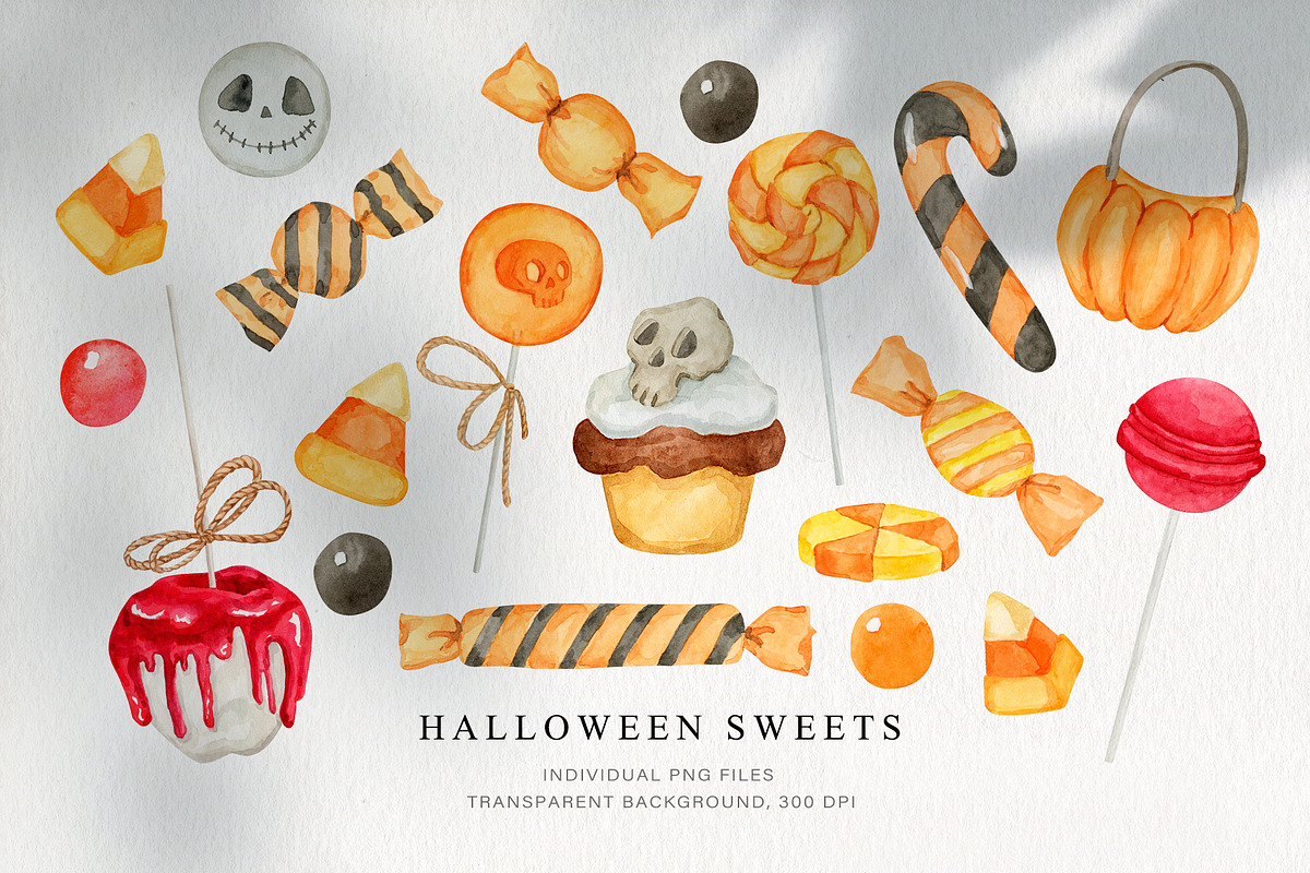 Halloween watercolor collection, a Decorative Illustration by CrystalinaShop (Photo 6 of 16)