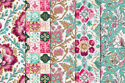 Pink & Aqua Boho Floral Designs, a Pattern Graphic by Maishop (Thumbnail 2 of 4)