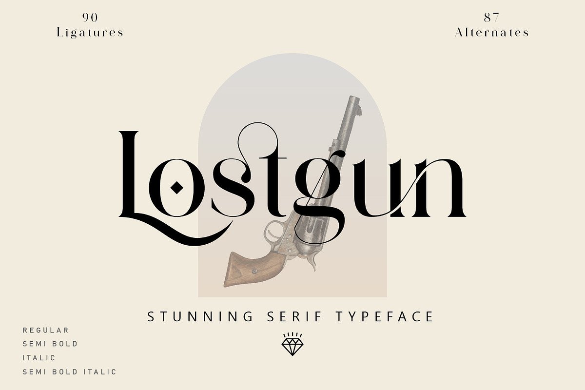 Lostgun | Discount 20%  OFF, a Serif Font by Qaratype (Photo 12 of 20)