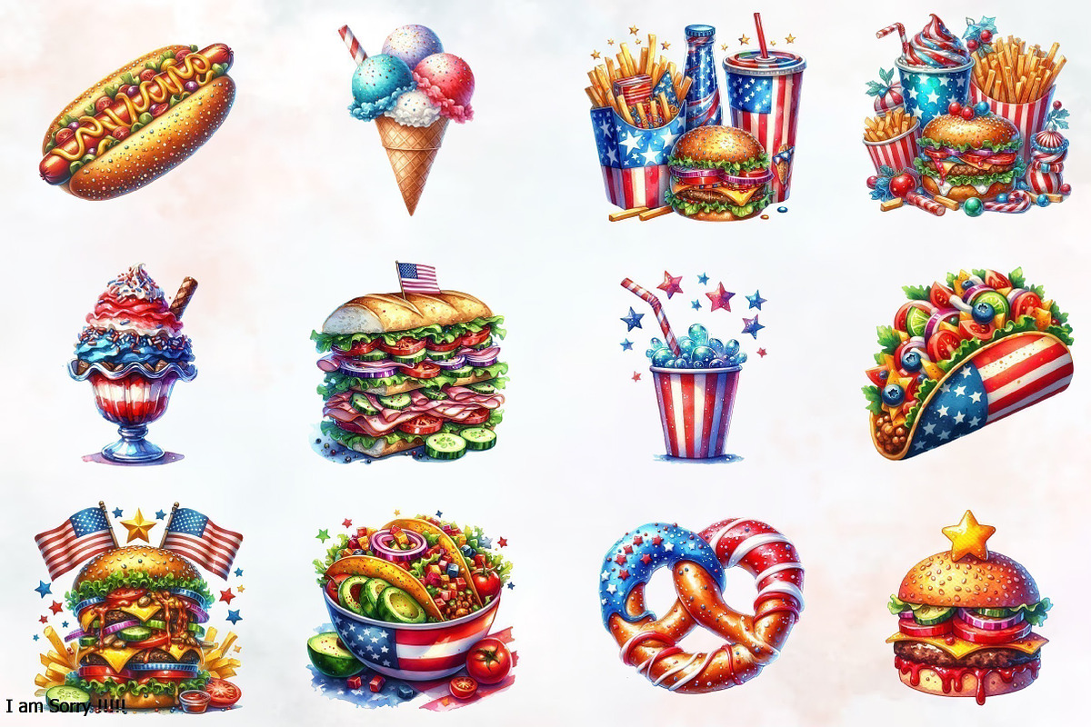 4th of July Fast Food Sublimation, an Illustration by RobertsArt (Photo 2 of 7)