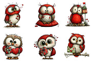 Whimsical Valentine's Owls Clipart, an Illustration by Dream Creation (Thumbnail 2 of 6)