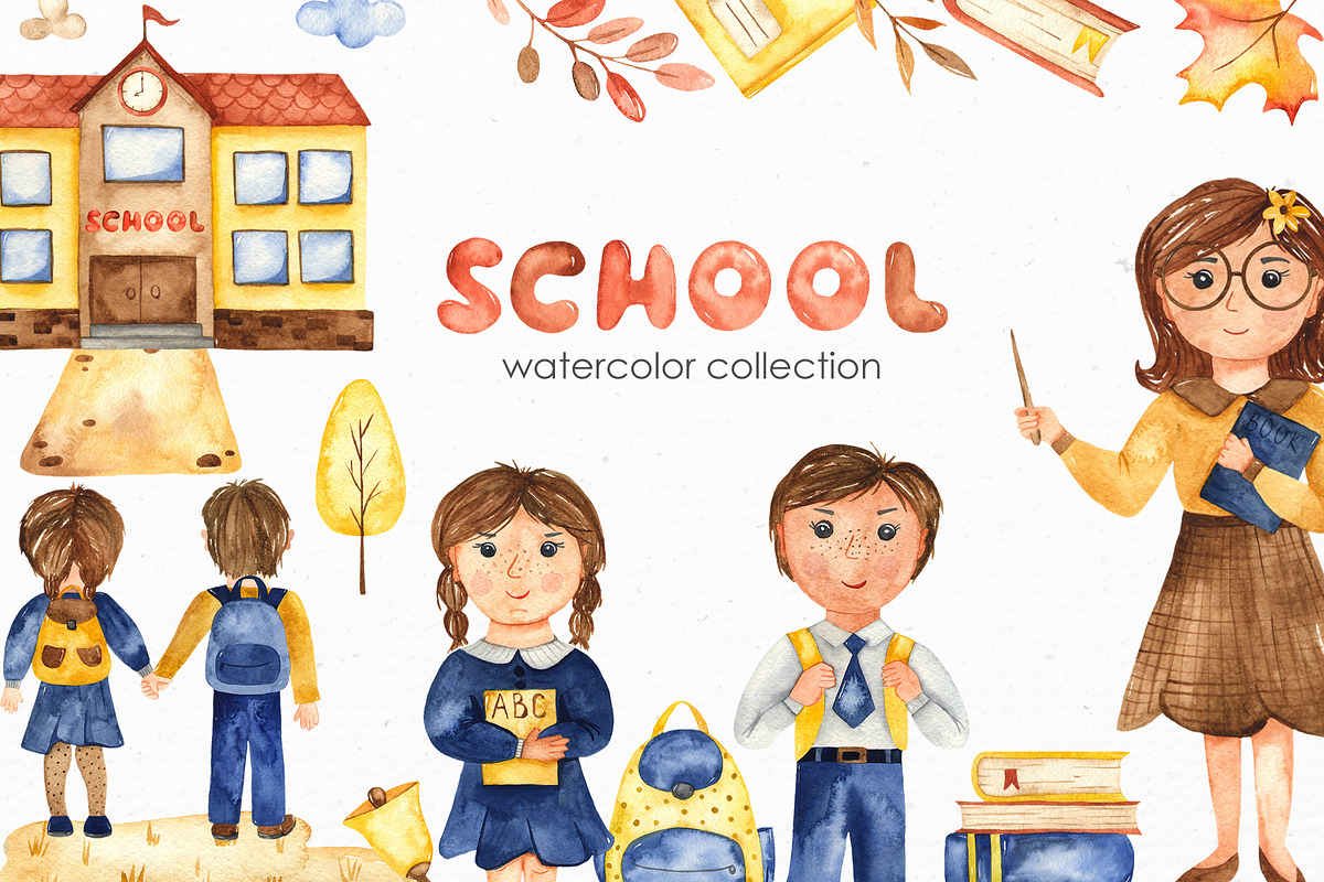 SCHOOL watercolor collection, an Education Illustration by Marina Ermakova (Photo 1 of 11)
