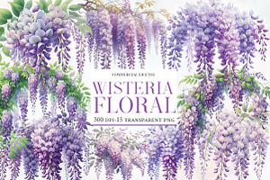Wisteria Floral Garden Clipart, an Illustration by Designworld