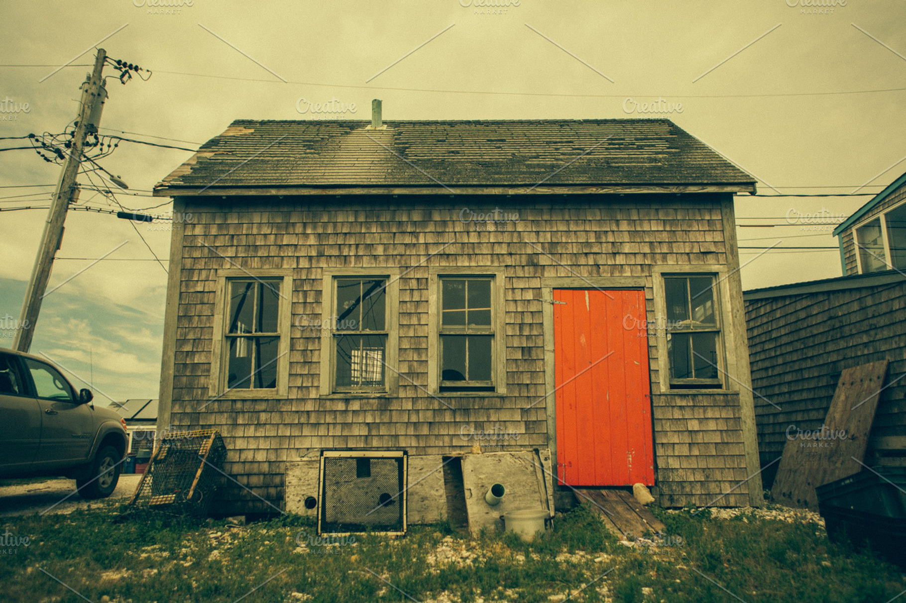 Fishing shack containing marthas vineyard, island, and menemsha