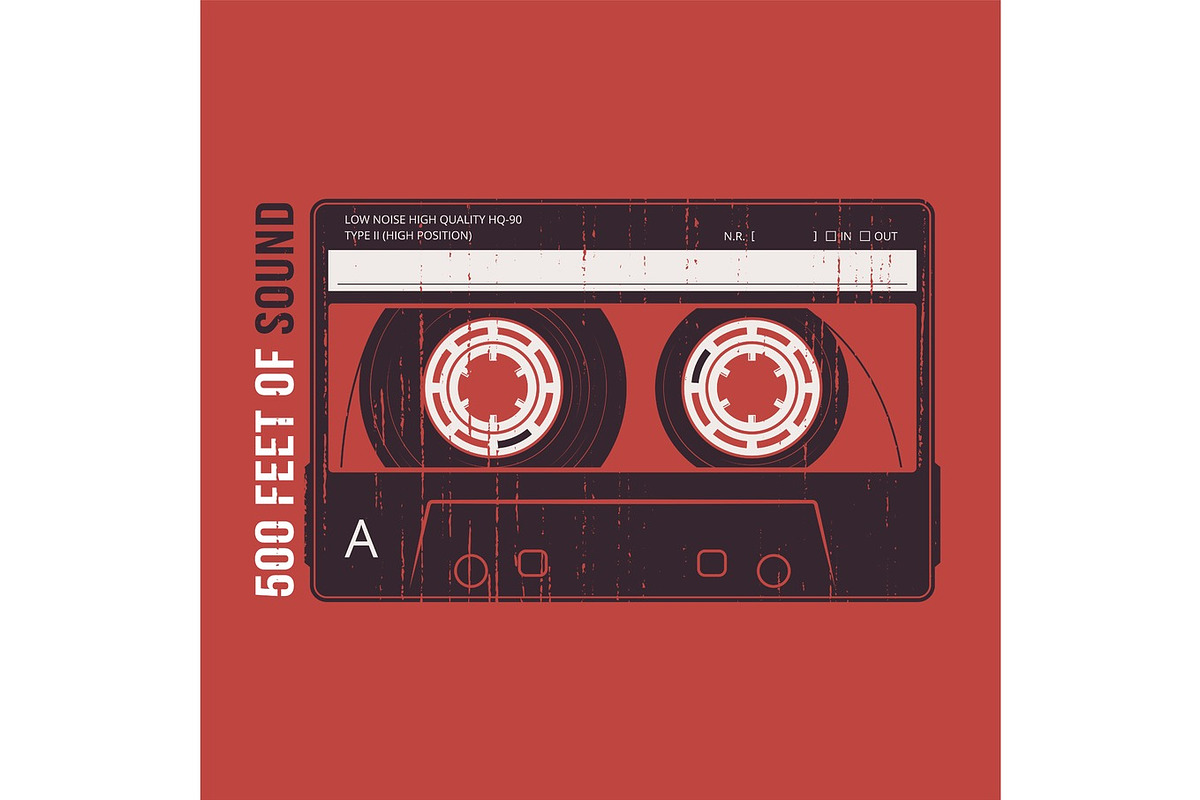 Retro design with a cassette tape. T-shirt and apparel vector pr, an Illustration by rikkyal