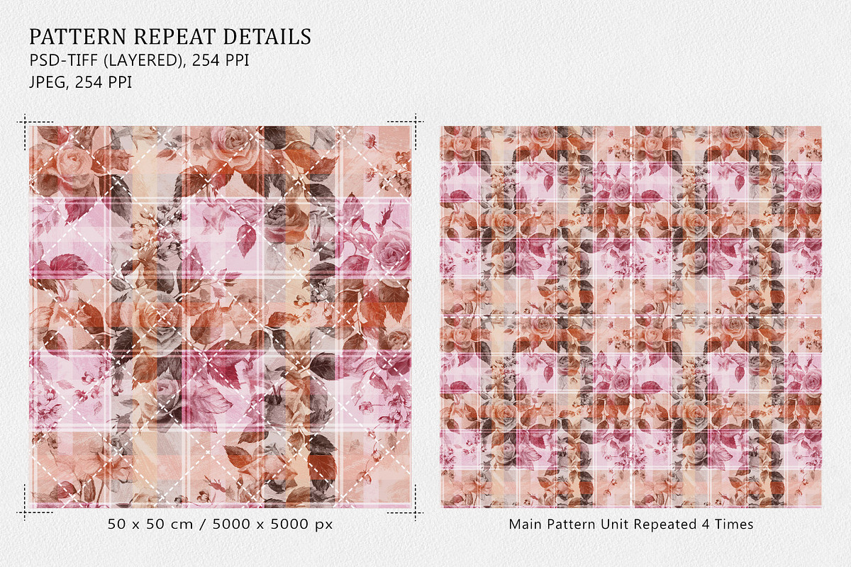 Flower and Plaid Allover Pattern, a Pattern Graphic by Gullenda (Photo 2 of 6)
