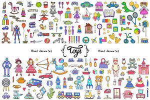 Vector set with toys doodles