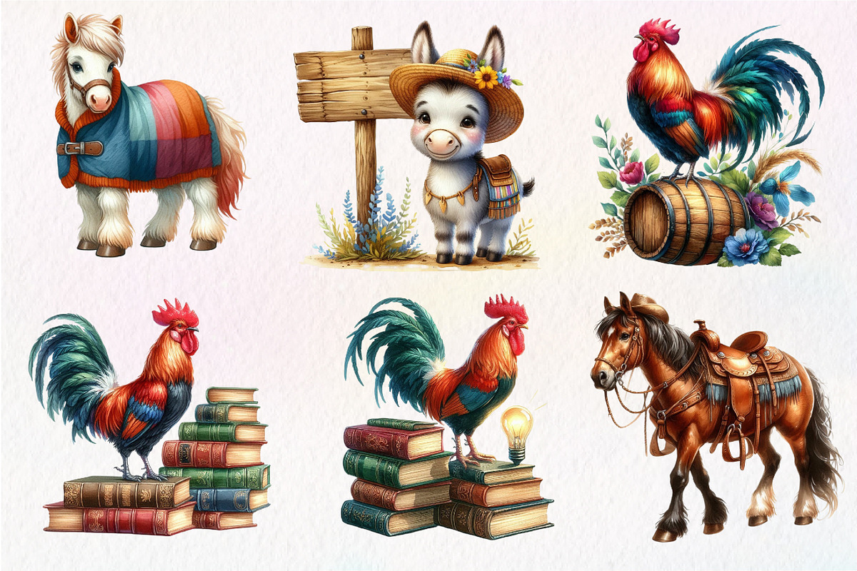 Farm Animals Cozy Farmhouse Clipart, an Illustration by Dream Creation (Photo 4 of 7)