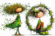 Quirky Holly Girl Clipart, an Illustration by Libby Wishes (Thumbnail 4 of 7)