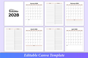 5 Years Monthly Planner 2024-2028