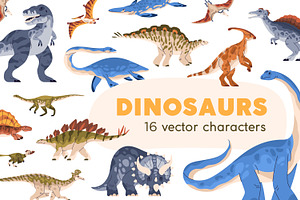 Dinosaurs, prehistoric raptors set, an Animal Illustration by Good Studio
