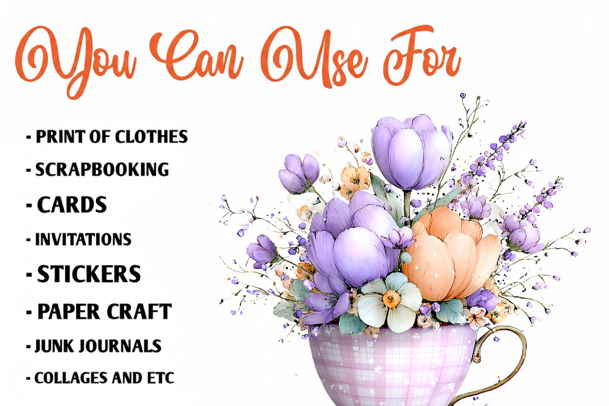 Spring Flowers Sublimation Clipart, an Illustration by CreationArt (Photo 4 of 7)