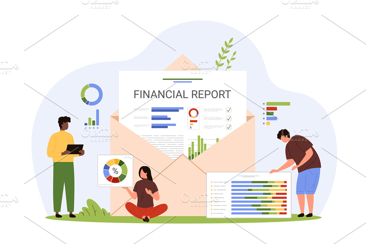 Financial reports analysis, a Finance Illustration by Flashvector