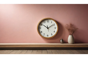 Minimalistic wall clock on a pink, an Arts & Entertainment Photo by Igor Tichonow