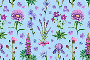 Blue and purple summer nature, a Texture Illustration by Sundra (Thumbnail 7 of 9)