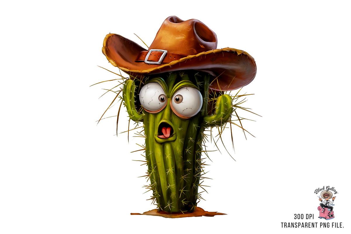 Cactus with Cowboy Hat PNG Bundle, a Graphic by Clipart Bloom (Photo 6 of 15)