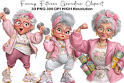 Funny Fitness Grandma Clipart, an Animal Illustration by Black Bird Studio (Thumbnail 1 of 6)