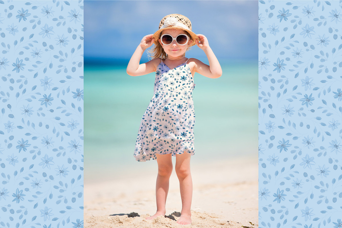 Blue watercolor floral collection, a Pattern Graphic by Wild Rose (Photo 5 of 8)