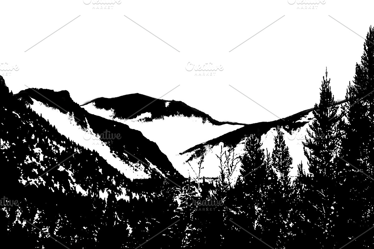 Isolated graphic of forest and mountain range landscape, a Graphic by DanFLCreativo