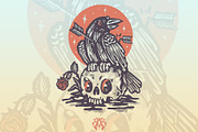 The raven skull and rose, an Animal Illustration by Krizvector Artwork Shop (Thumbnail 1 of 3)