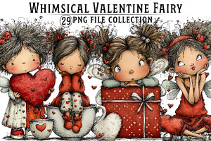 Whimsical Valentine Fairy Clipart, an Illustration by Dream Creation