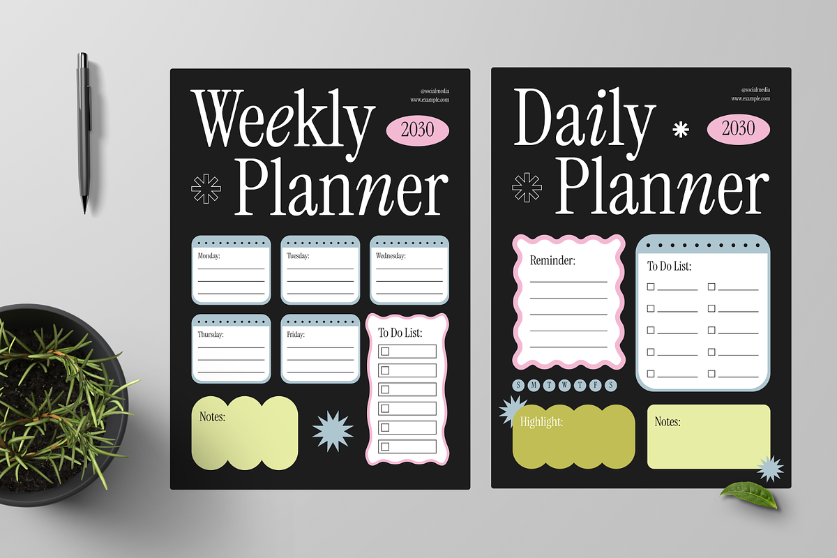 Daily And Weekly Planner, a Flyer Template by Annora Studio (Photo 4 of 6)