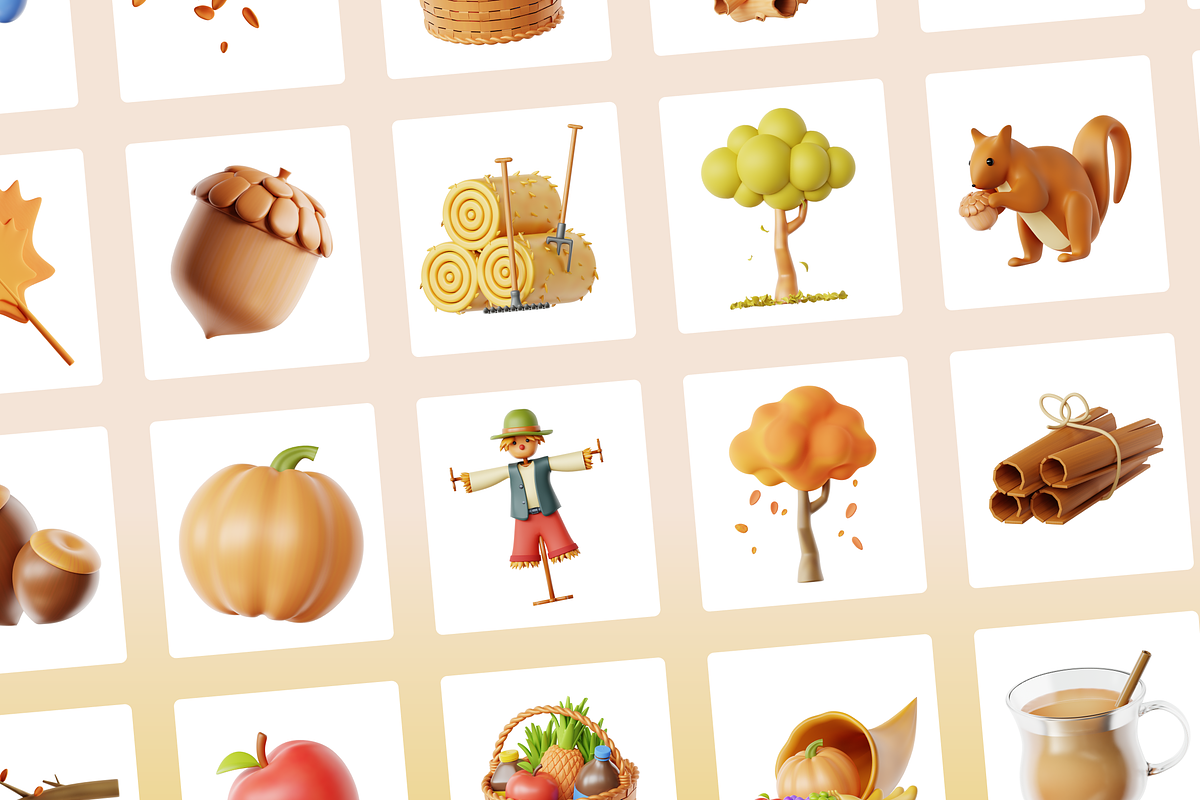 3D Fall (Autumn) Icons, a Scene 3D Model by Flat Icons (Photo 8 of 8)