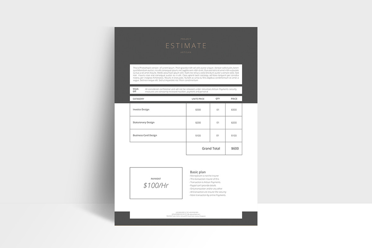 Brief-Estimation-Invoice-Letterhead, a Stationery Template by artisanHR (Photo 8 of 9)