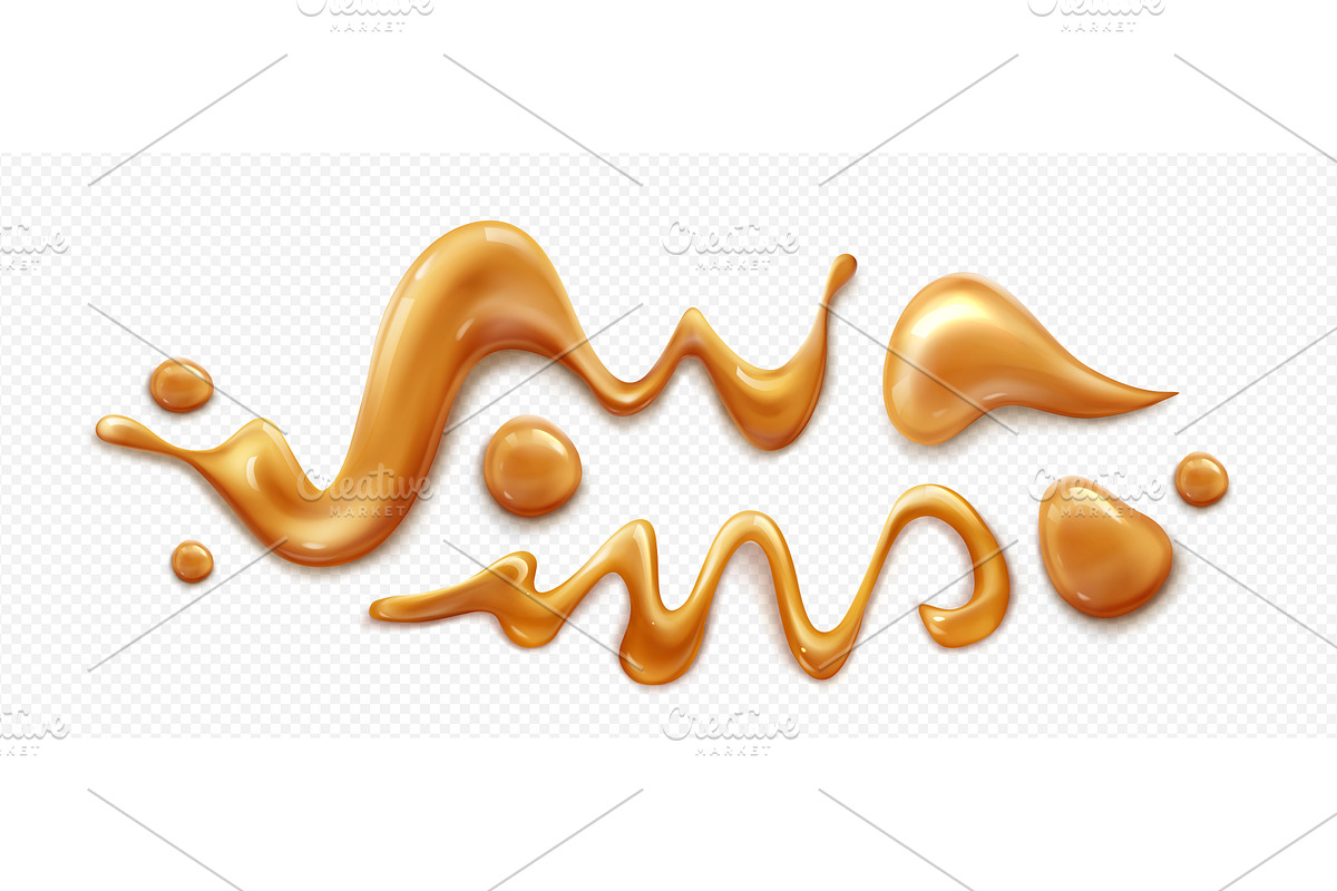 Caramel sauce dribbles and syrup, a Food Illustration by art PVP - market