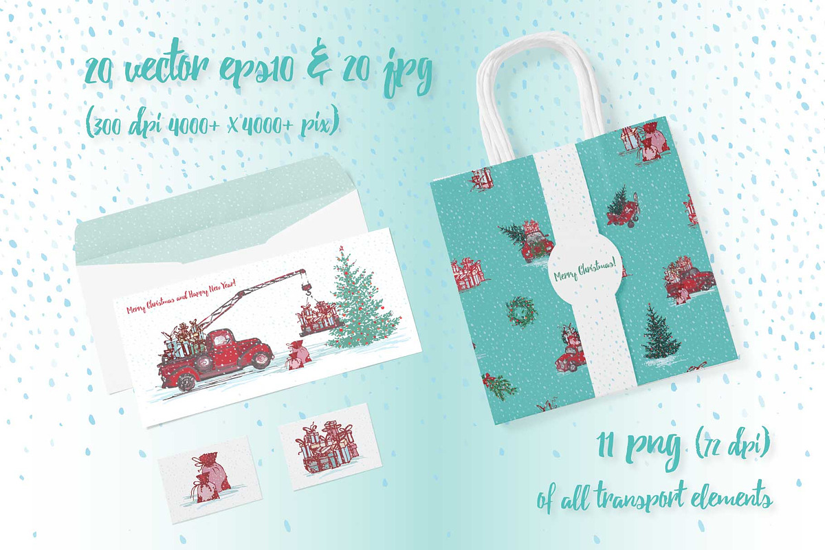 Set of sketch Christmas tree and car, a Decorative Illustration by Zimages (Photo 5 of 7)