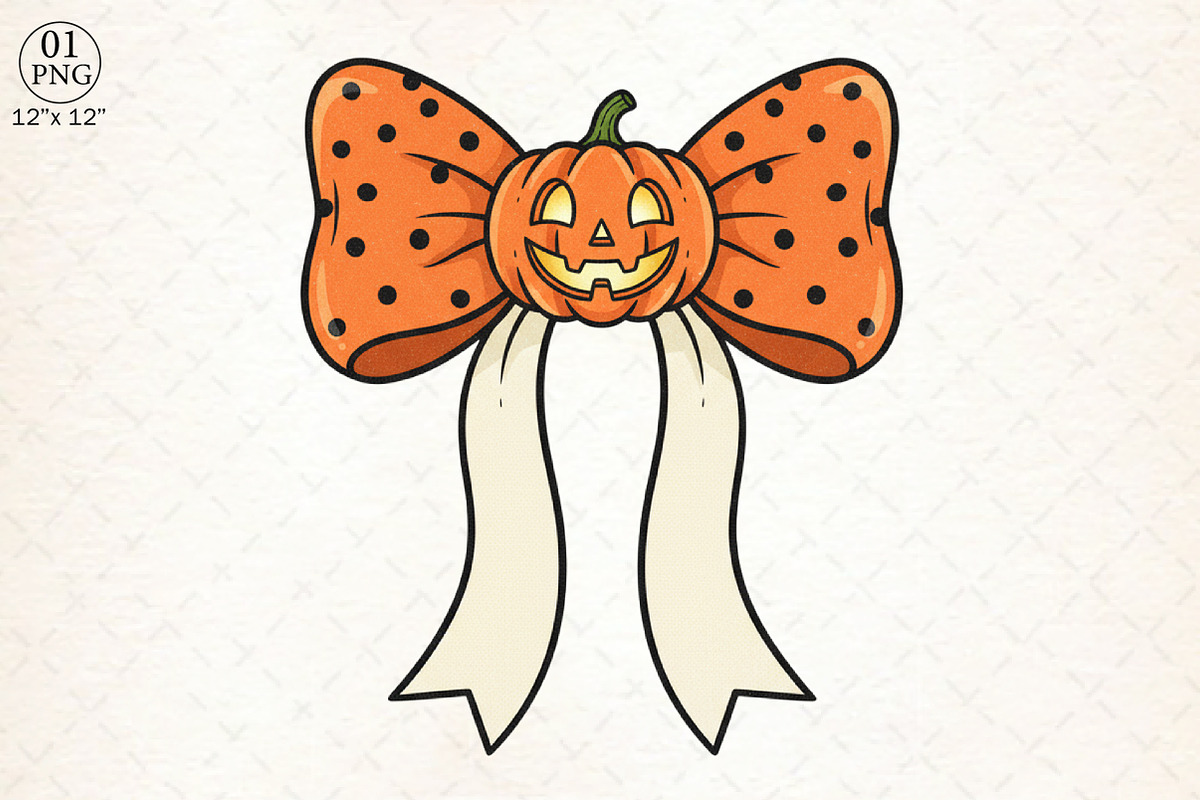 Halloween Bow Pumpkin Ghost PNG, an Illustration by Libby Wishes (Photo 1 of 6)