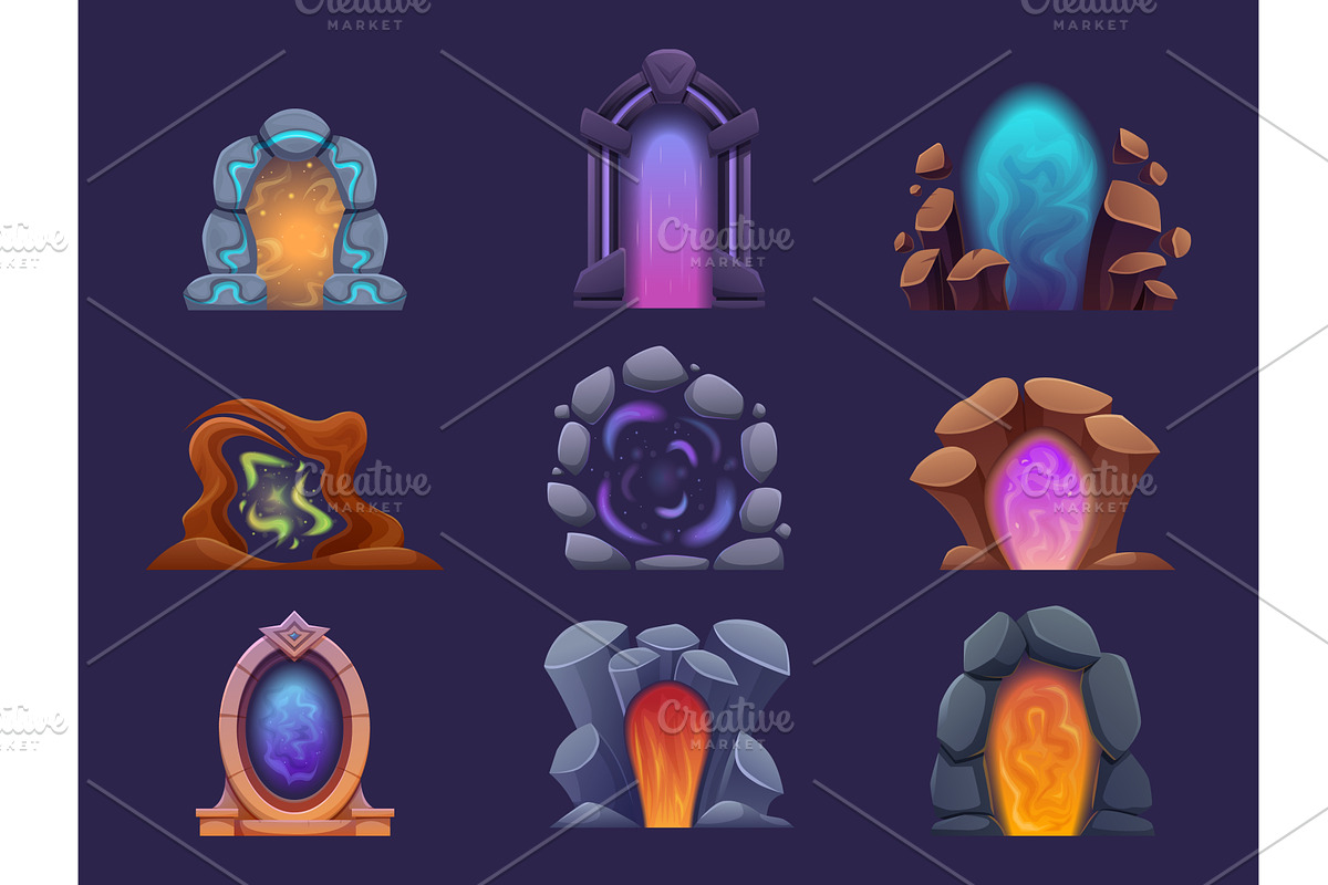 Fantasy magic portals. Shining game, an Illustration by Valerie Bodnar